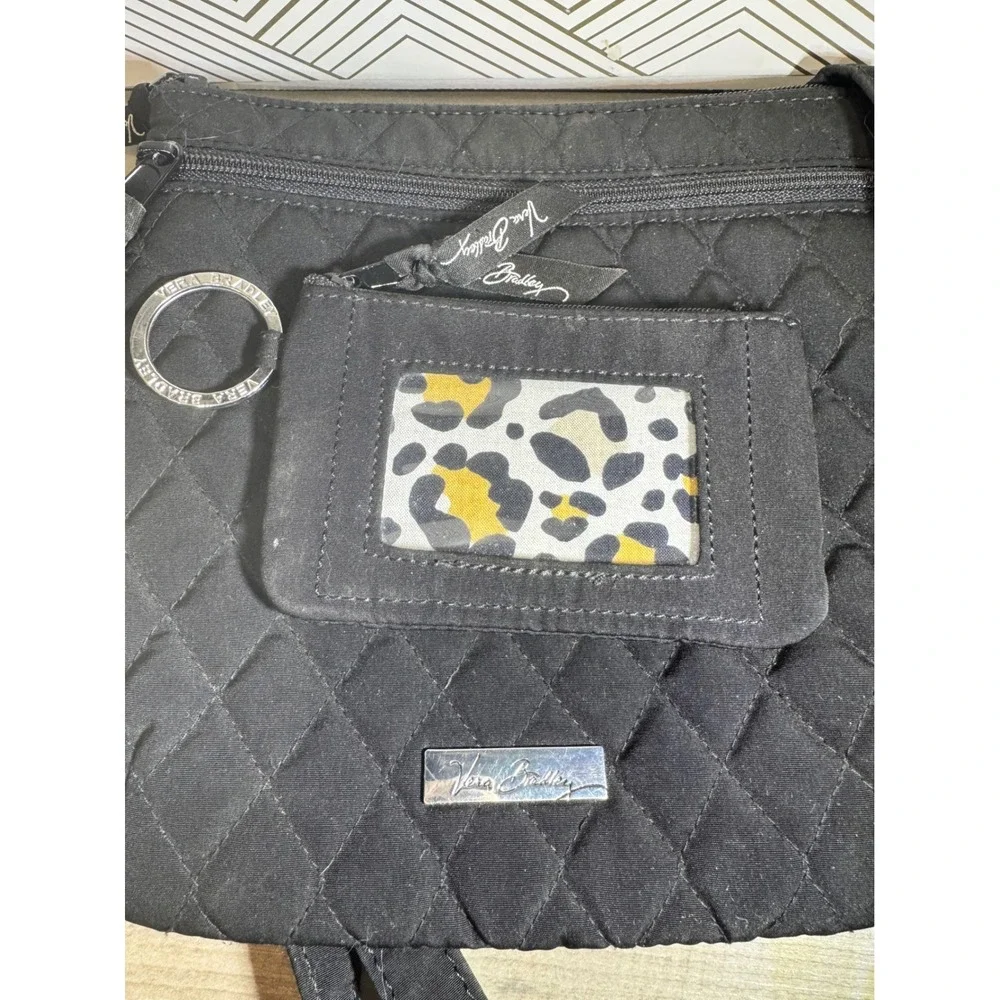 Vera Bradley Black Quilted Microfiber Crossbody Bag and Zip ID Case Set
